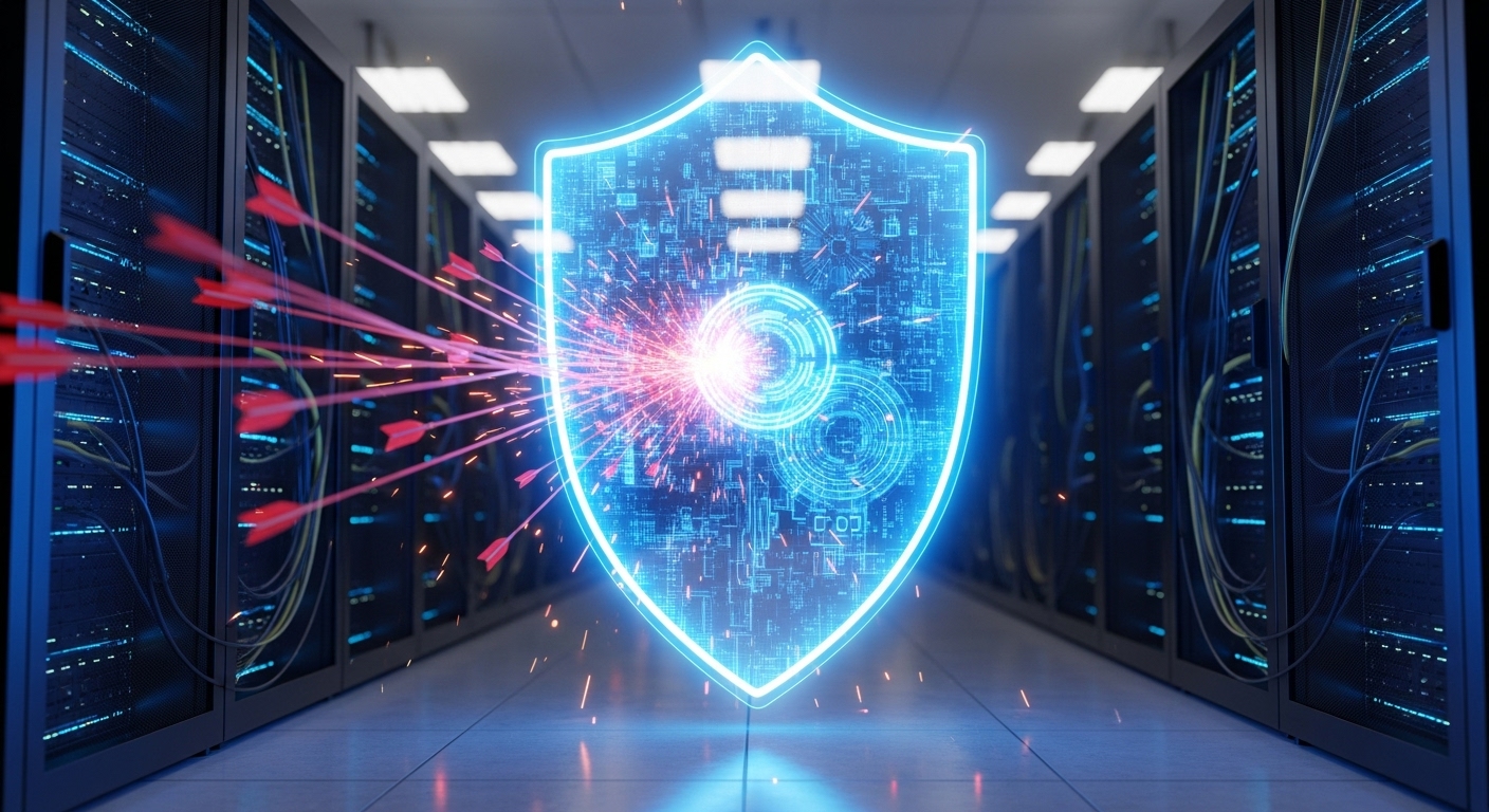 AI 보안 기술이 사이버 위협을 자동으로 탐지하고 방어하는 모습