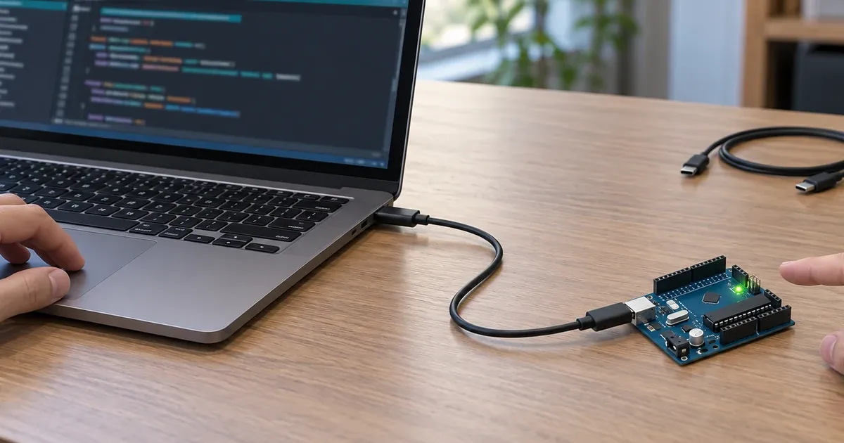 아두이노 IDE 2 설치를 위한 개발 보드와 USB 연결 점검 작업환경 설명용 이미지
