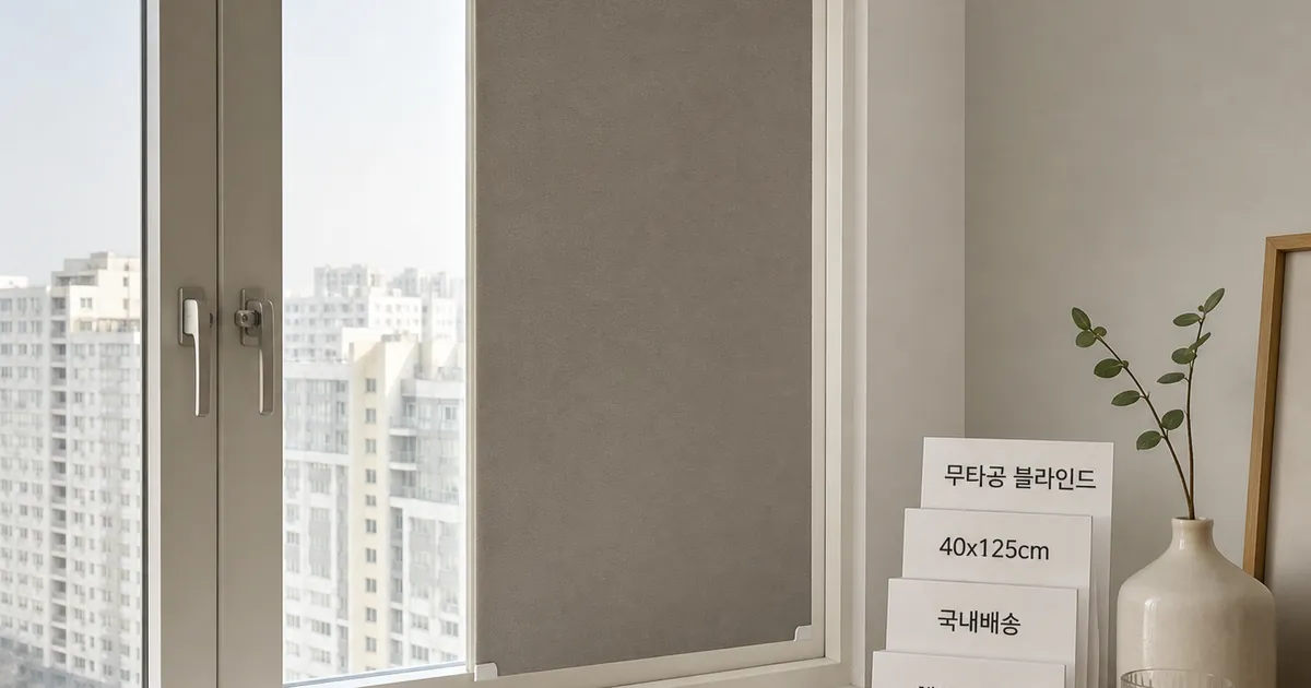 창문 햇빛 가리개 무타공 블라인드, 무타공블라인드, 40x125cm - 1